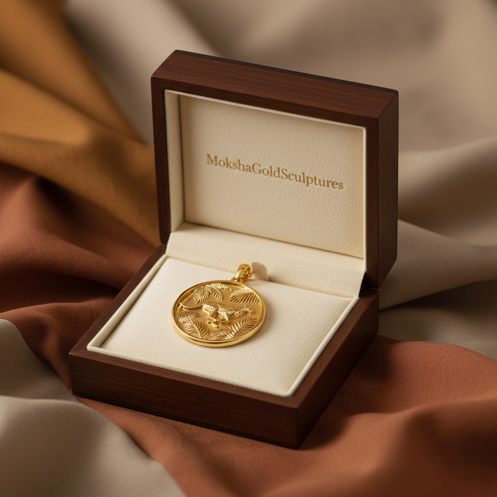 Attacking Cheetah Necklace Pendant  Fierce 3D Gold Animal Jewelry, Predator Wild Cat Inspired Desig