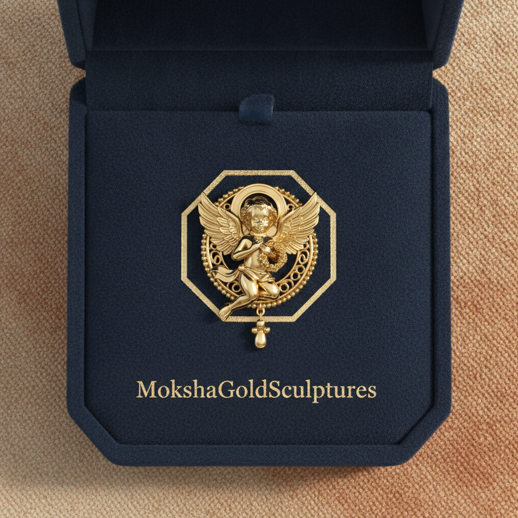 Golden Cherub Angel Stud Earrings | Guardian Angel Jewelry | 9K Gold, Sterling Silver & Yellow Brass | Handmade Religious Gift