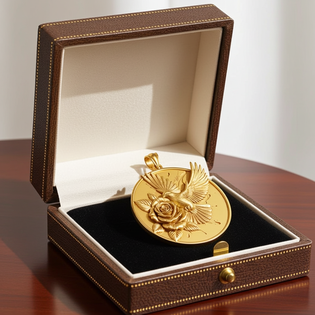 Hummingbird Necklace Gold Rose Pendant | 9K 14K 18K Gold Bird Necklace | Engraved Floral Jewelry | Nature Gift for Women | Handmade Charm