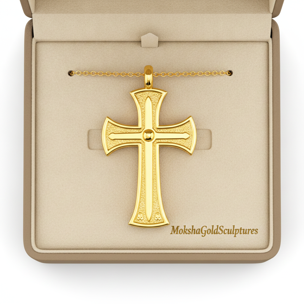 18K Gold Cross Pendant Necklace | Medieval Christian Cross | Faith Necklace | Religious Jewelry | Sacred Cross Pendant | Christian Gift
