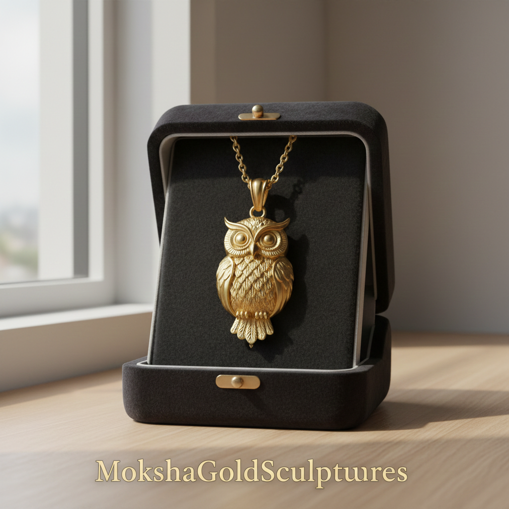 Owl Pendant Necklace | Gold, Silver & Brass | Minimalist Owl Charm Necklace