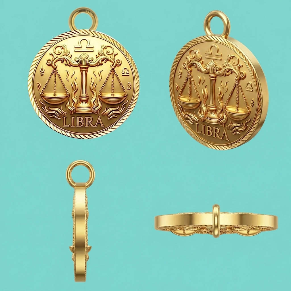 Libra Zodiac Necklace Pendant – Constellation Astrology Jewelry, 3D Printed Gold/Silver/Brass Pendant
