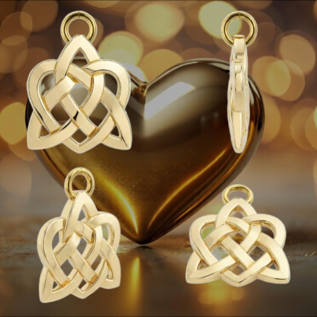 Celtic Knot Heart Pendant Necklace – Solid Gold, Silver or Brass – Romantic Irish Love Jewelry