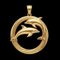Dolphin Pendant Necklace – Gold or Sterling Silver Circle, Ocean Jewelry