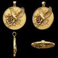 3D Dove & Rose Pendant - Romantic Sterling Silver Necklace