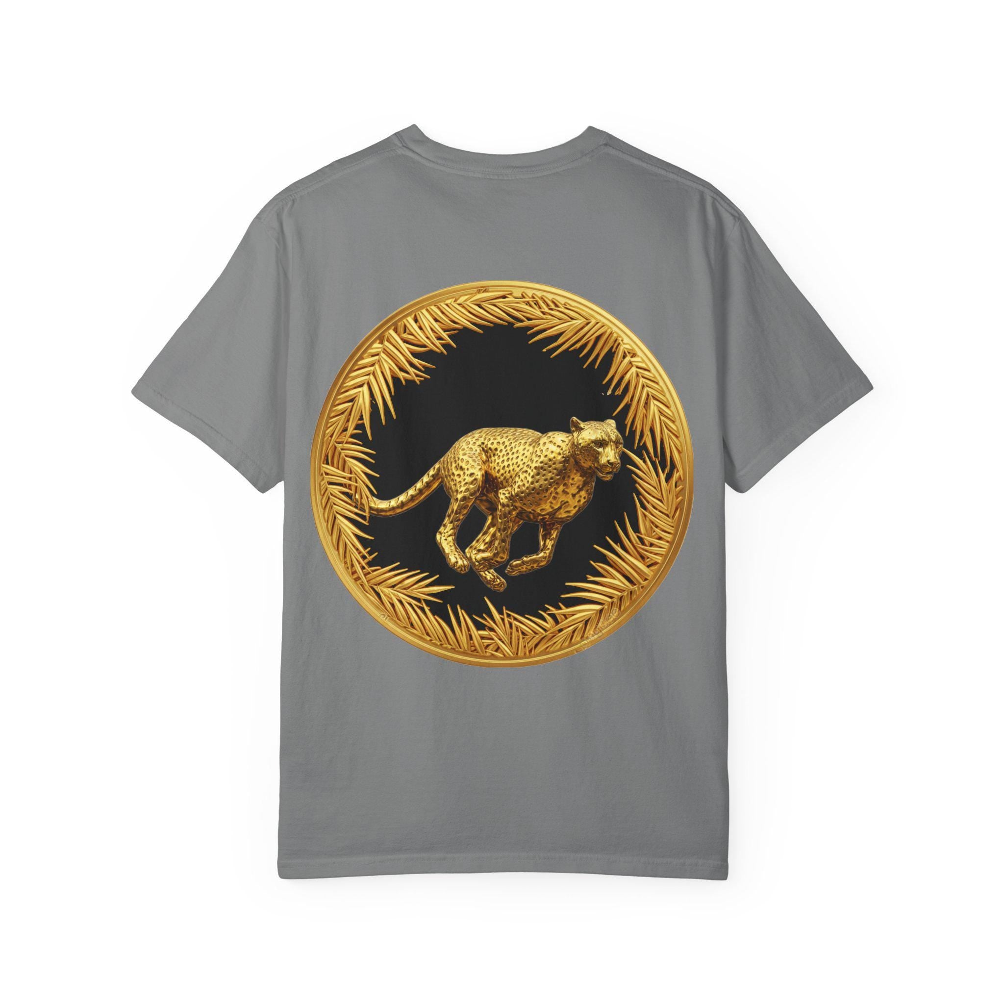 Gold Cheetah Attack Mode T-Shirt - Fierce Wildlife Design