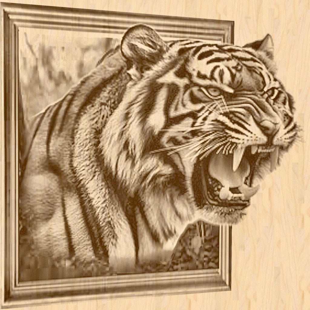 The Lions & Tigers 3D Effect pendant in sepia-finish gold by MokshaGoldSculptures.
