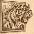 The Lions & Tigers 3D Effect pendant in sepia-finish gold by MokshaGoldSculptures.