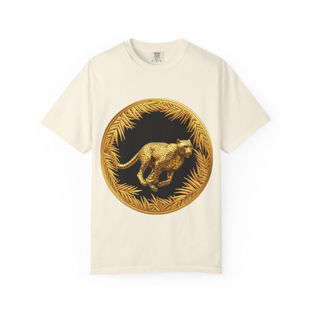 Gold Cheetah Attack Mode T-Shirt - Fierce Wildlife Design