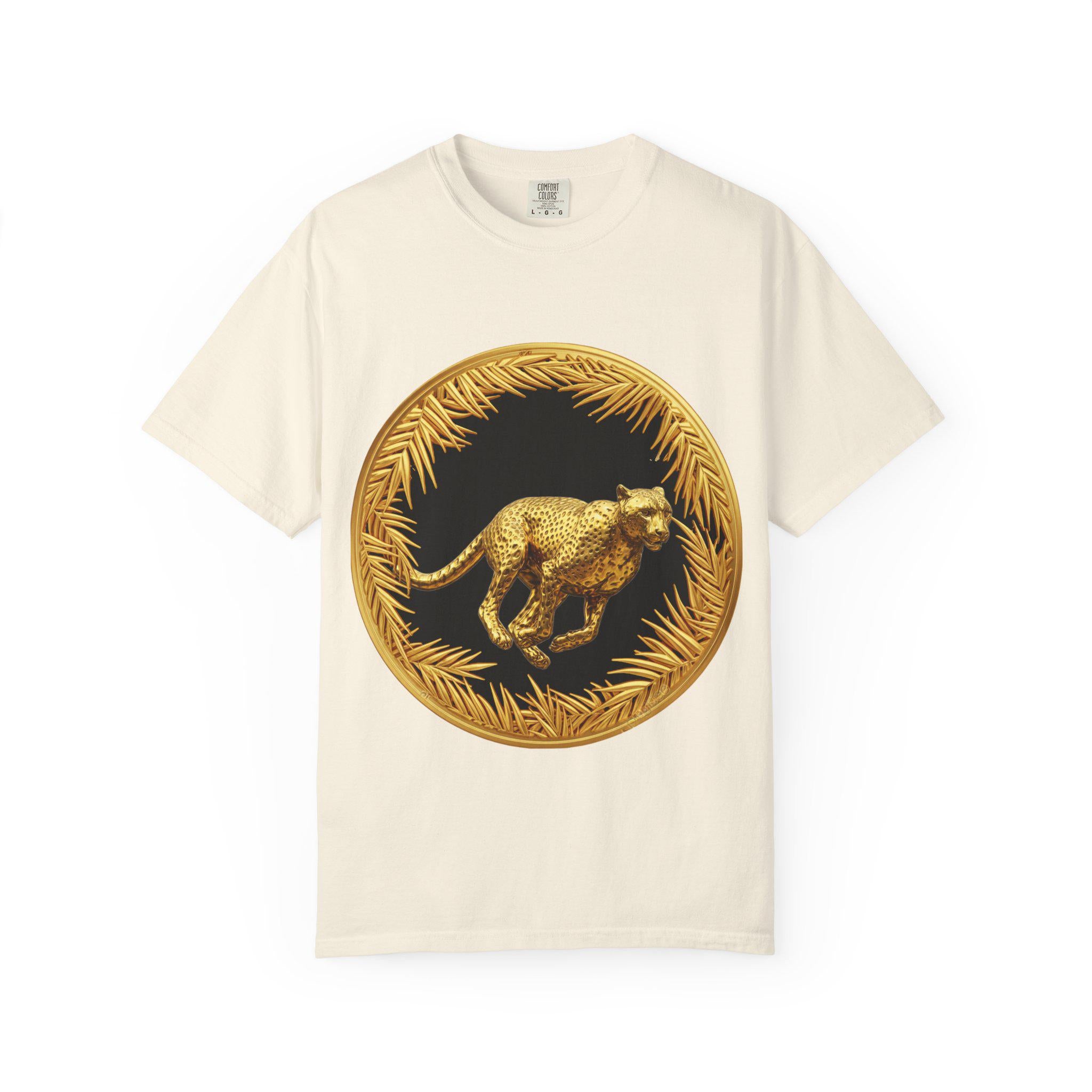 Gold Cheetah Attack Mode T-Shirt - Fierce Wildlife Design