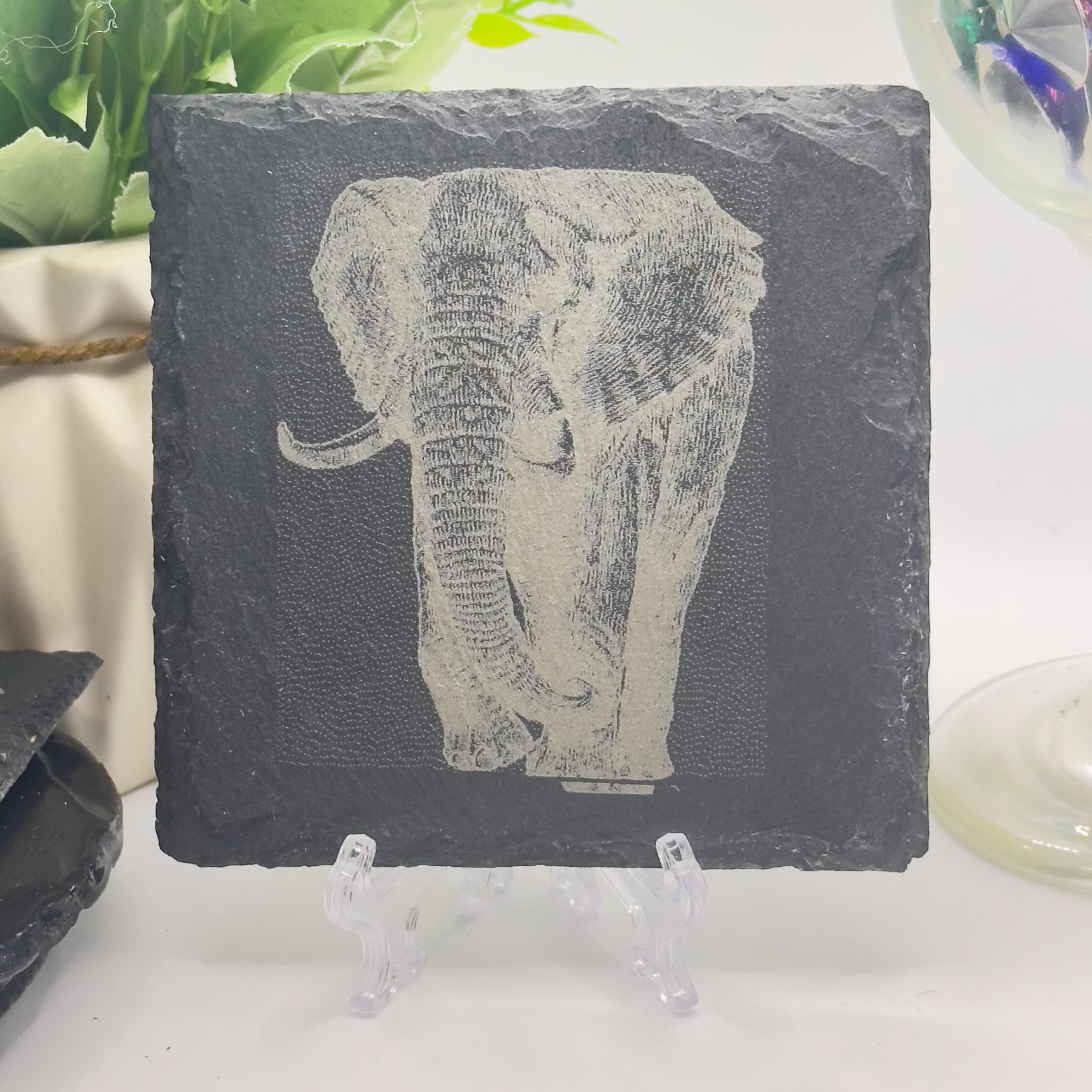 Pheasant Slate Coaster Engraved Natural Stone Epoxy Resin Finish