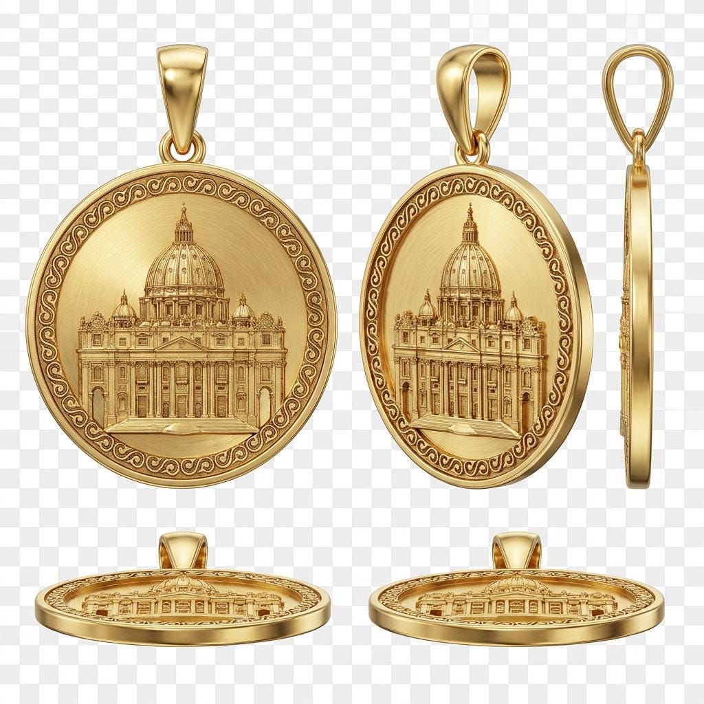 Elegant St. Peter’s Basilica Necklace Pendant – Vatican Landmark Jewelry