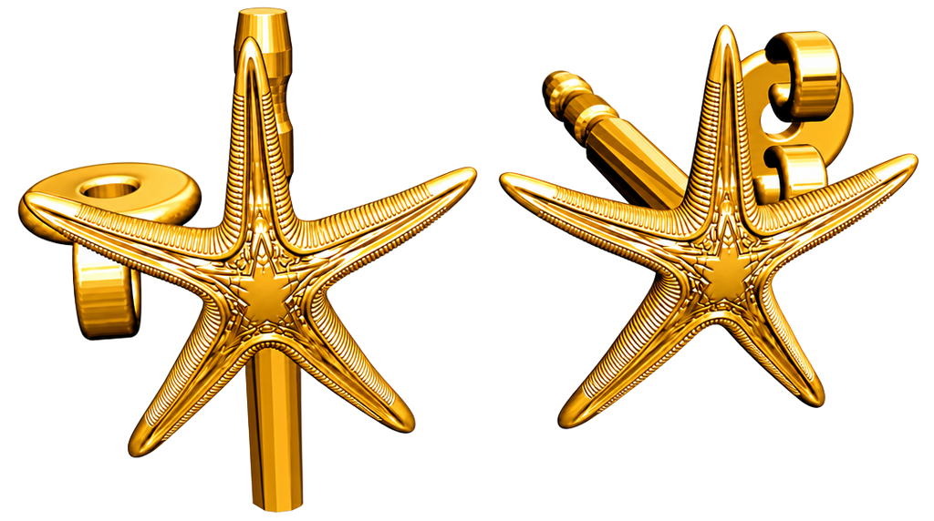 Royal Starfish Stud Earrings | Astropecten articulatus | 9K Gold, Sterling Silver or Polished Yellow Brass | Ocean Jewelry | Nautical Gift