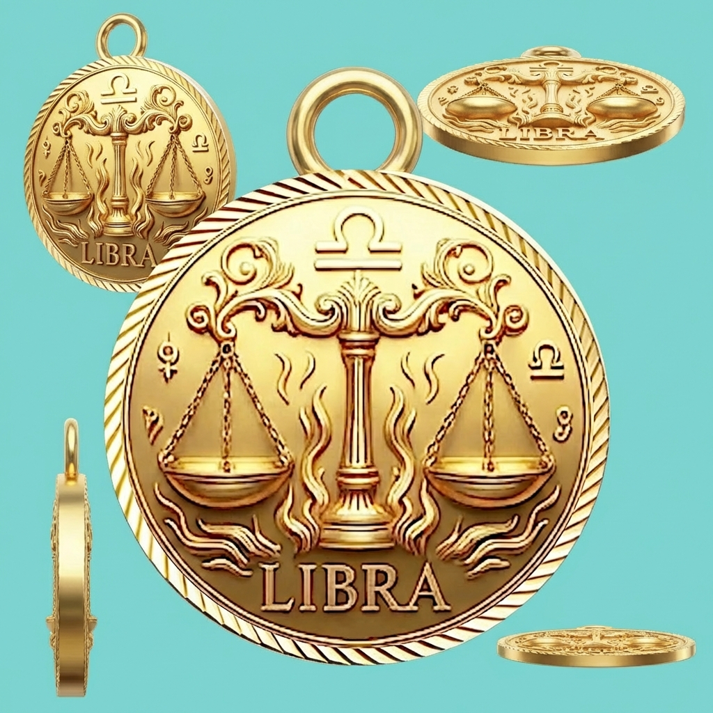 Libra Zodiac Necklace Pendant – Constellation Astrology Jewelry, 3D Printed Gold/Silver/Brass Pendant