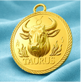Taurus Zodiac Pendant in Polished Silver & Bronze | Bull Horoscope Medallion Charm | Astrology Coin Pendant 20mm