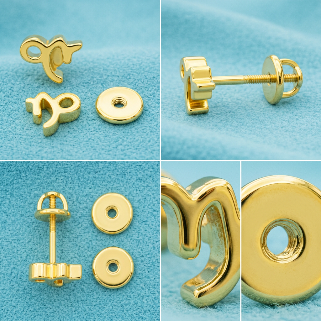 Solid gold Capricorn earrings rose gold vermeil zodiac birthday gift