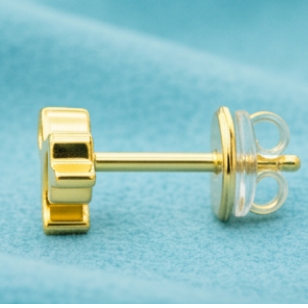 Minimalist Capricorn glyph stud earrings solid gold zodiac jewellery UK