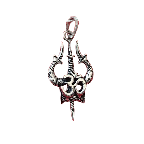 Gold Om Shiva Trishul Pendant 35x17mm – Polished Necklace Charm – Jewelry Casting Design