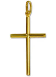 The Minimalist Cross Pendant Necklace in 9K gold by MokshaGoldSculptures, simple design with small loop for chain.
