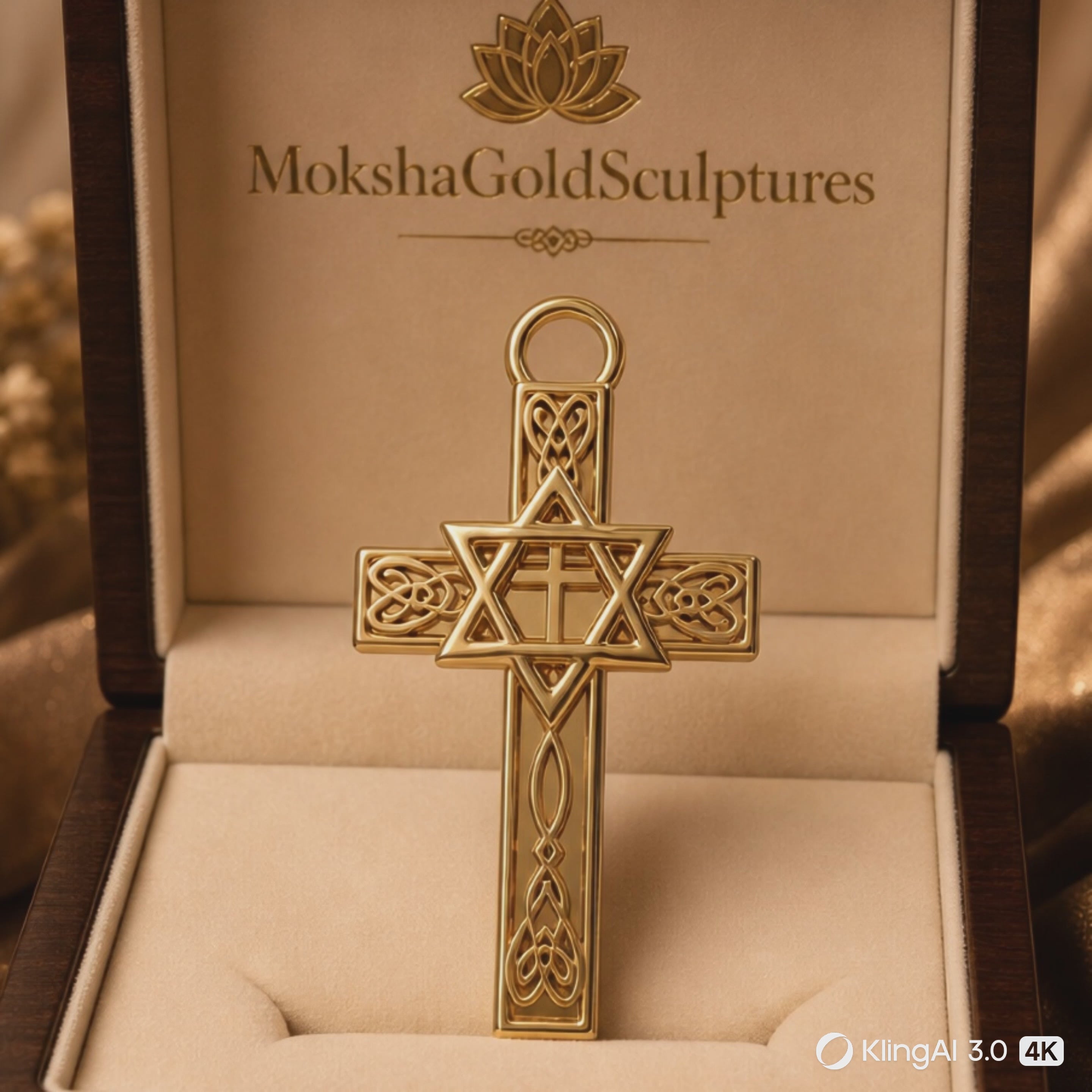 Celtic Cross with Star of David Pendant Necklace | Interfaith Jewellery | 18K Gold & Sterling Silver