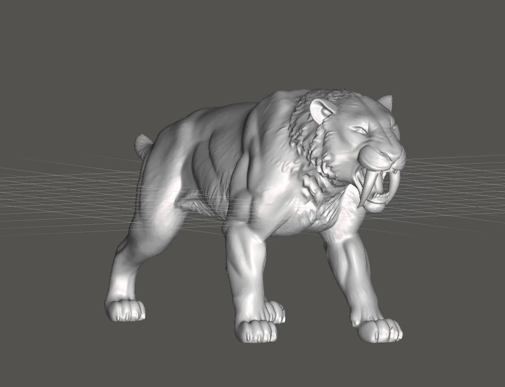 Smilodon Saber-Toothed Cat Model 3D Print | Ice Age Predator Figure | Desk Decor | Prehistoric Animal | PLA Nylon Resin | 160mm