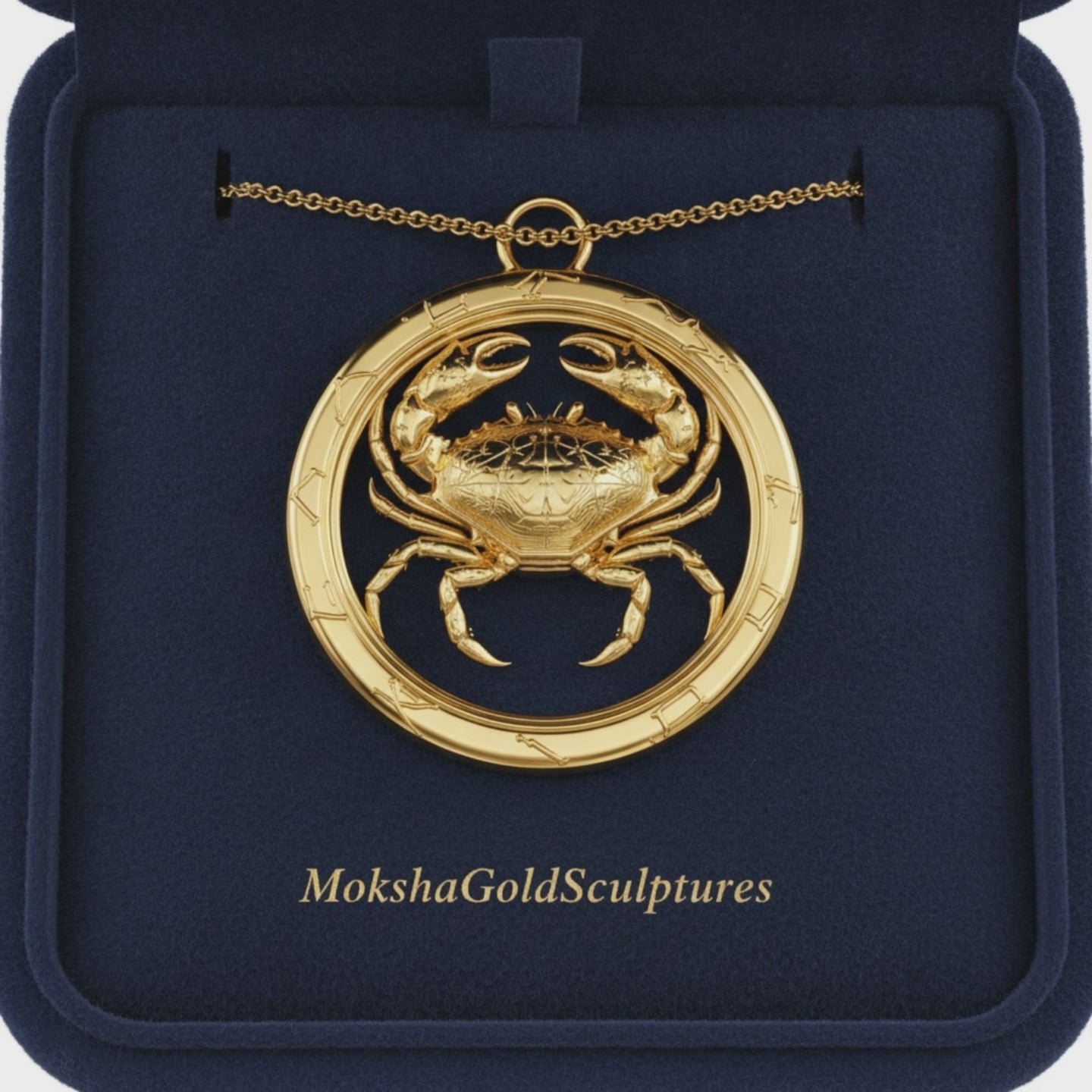 Cancer Zodiac Crab Pendant Necklace, 30mm Astrology Necklace, Cancer Constellation Jewellery, 9K Gold, Sterling Silver or Yellow Brass, Zodiac Gift