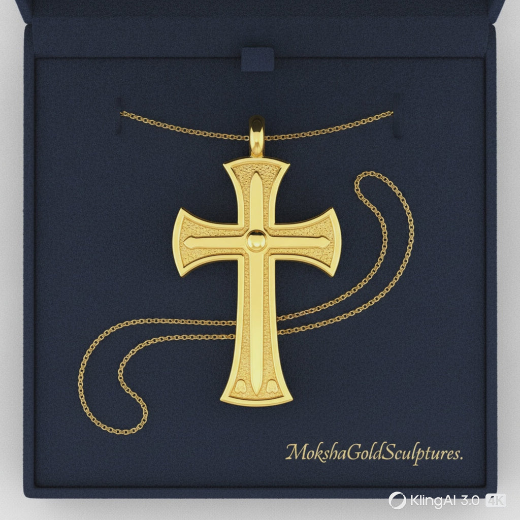 18K Gold Cross Pendant Necklace | Medieval Christian Cross | Faith Necklace | Religious Jewelry | Sacred Cross Pendant | Christian Gift