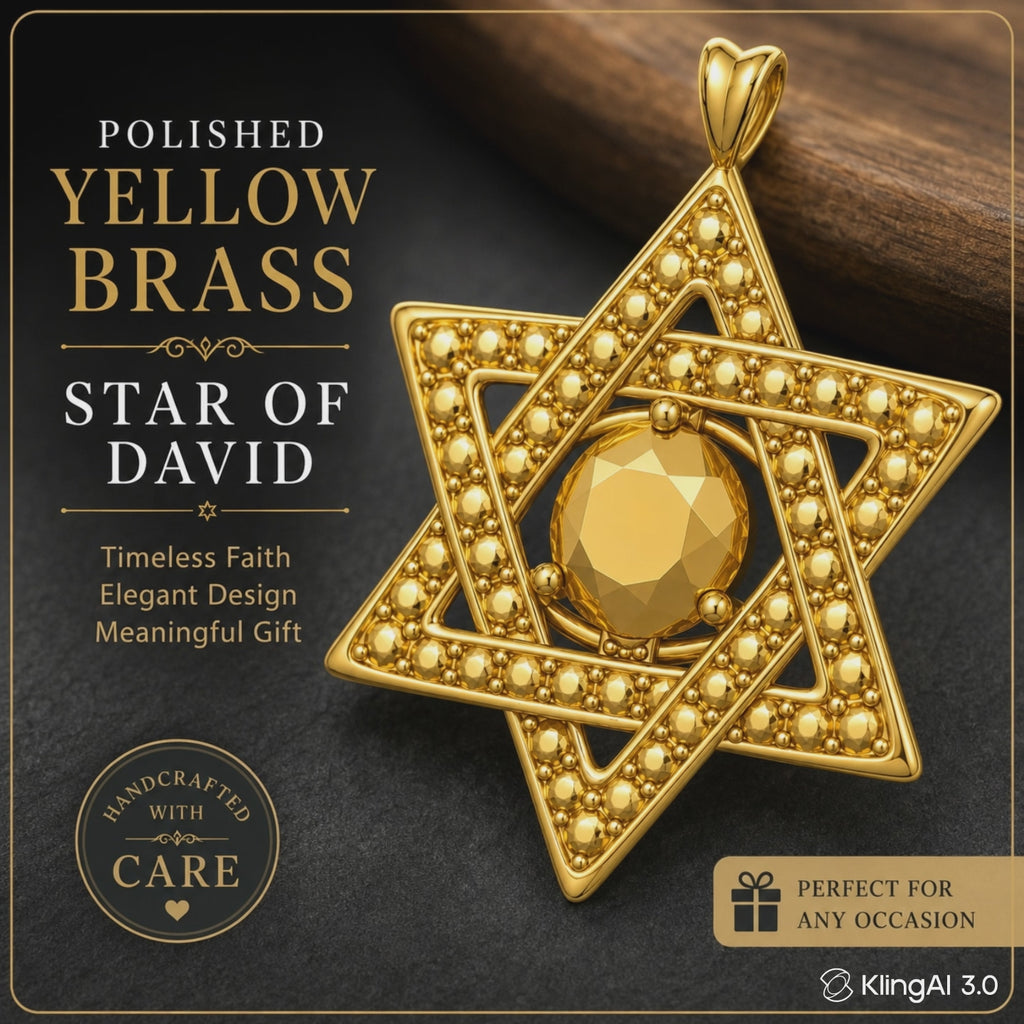 Star of David Pendant Necklace | Sacred Geometry Jewish Jewelry | 18K Gold, Sterling Silver or Polished Yellow Brass | Hexagram Pendant | Spiritual Gift  Description