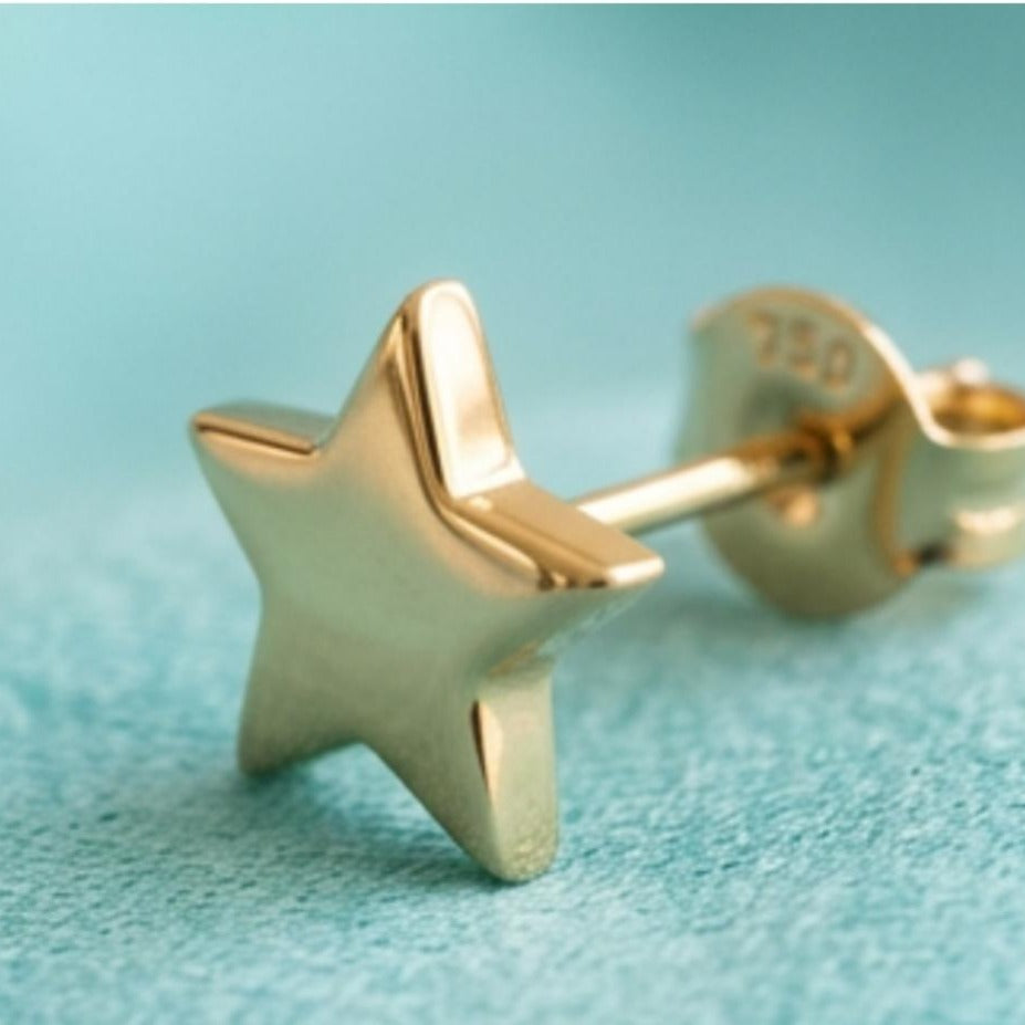 Star Stud Earrings Yellow Gold Rose Gold White Gold Minimalist Unisex Jewelry 12mm