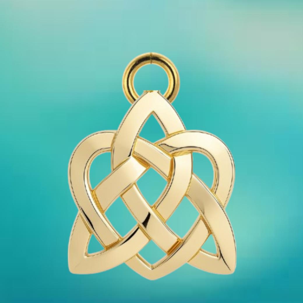 Celtic Knot Heart Pendant Necklace – Solid Gold, Silver or Brass – Romantic Irish Love Jewelry