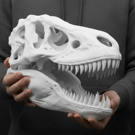 T-Rex Skull 250mm | 3D Printed Tyrannosaurus Rex Skull Replica | Collectible Prehistoric Sculpture