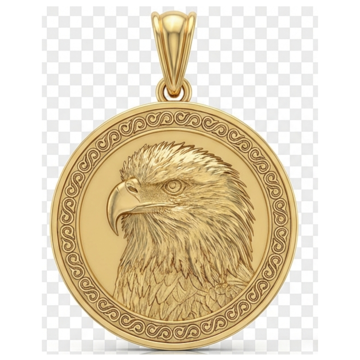 Golden Eagle Head Pendant Necklace in Gold or Sterling Silver – Majestic Bird of Prey Jewelry, Symbol of Strength & Freedom