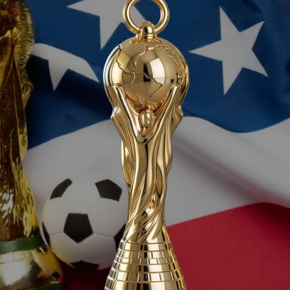 35mm World Champion Trophy Pendant Charm – Solid Gold Football Cup Necklace, 3D Sports Jewellery