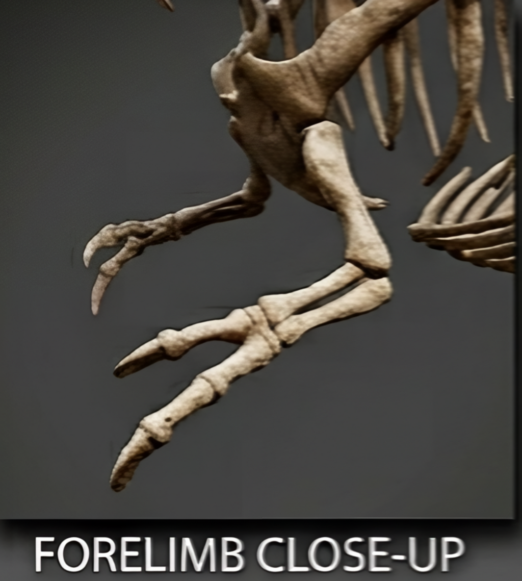 T Rex Skeleton 3D Print "FORELIMB CLOSE-UP" in metallic finish by MokshaGoldSculptures.