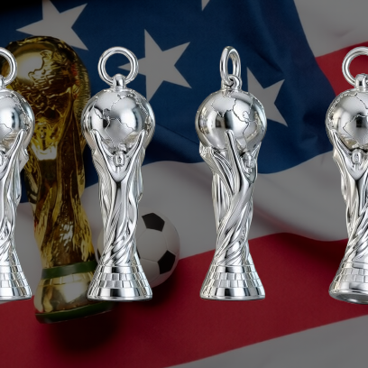 35mm World Champion Trophy Pendant Charm – Gold-Tone Metal Alloy – Football Cup Necklace