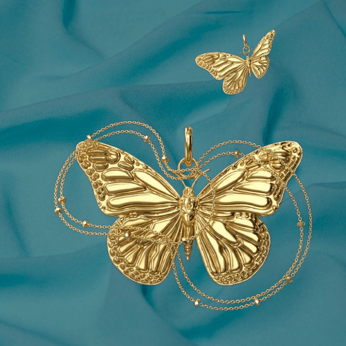 Monarch Butterfly Pendant 20x28x4mm – Nature Inspired Jewelry in Gold, Silver or Brass